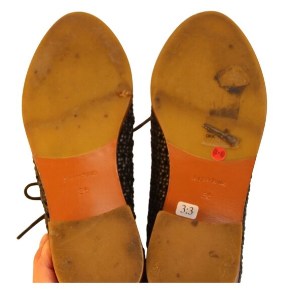 & Other Stories Black Woven Leather Oxford Shoes Lace-Up & Stacked Heel S 6.5 - Picture 9 of 10